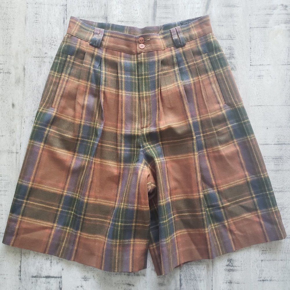 Vintage Plaid Culottes Shorts Sz 12
